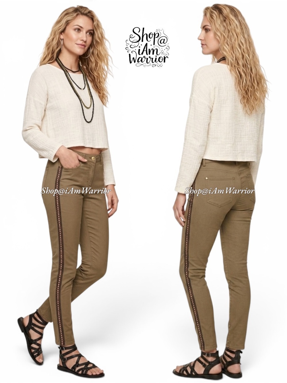 H&M embroidered southwestern side stripe jeans *shop@iamwarrior